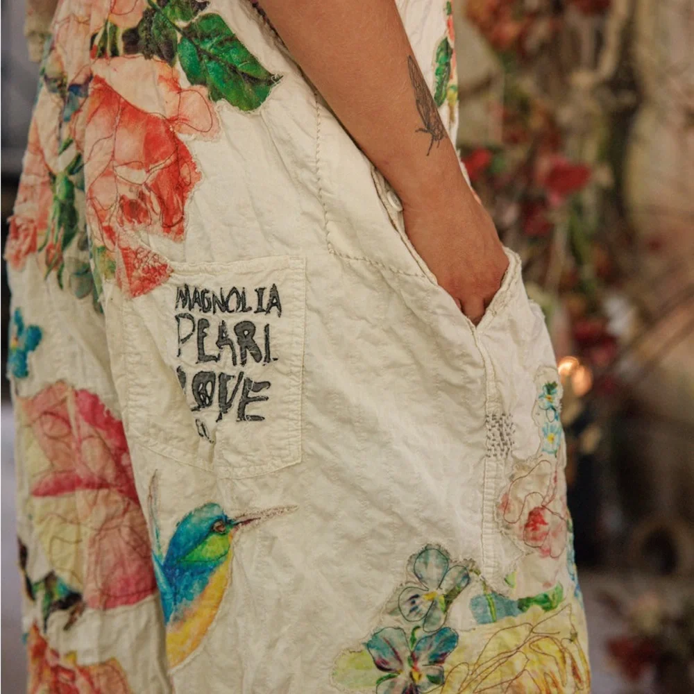 Magnolia Pearl Birdie Benjamin Overalls NWT ONE SIZE SOLD OUT $625 Appliqué - Picture 6 of 6